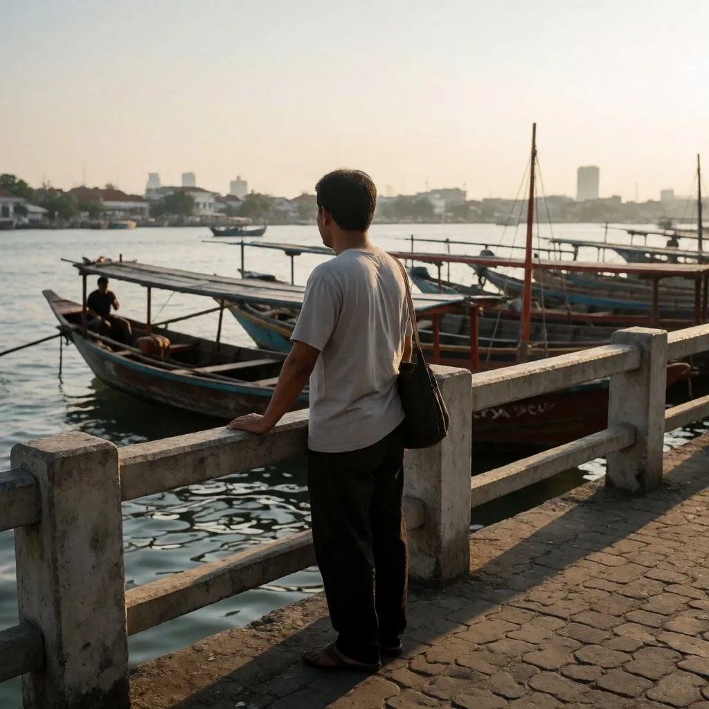 Jakarta harborfront in afternoon light